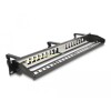 Panel krosowy Keystone 19&quot; 1U 16-portowy z 3 haczykami i odciążeniem czarny Delock 66237