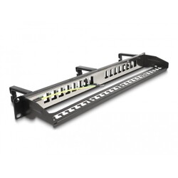 Panel krosowy Keystone 19" 1U 16-portowy z 3 haczykami i odciążeniem czarny Delock 66237