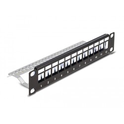 Panel krosowy Keystone 10" 1U 12-portowy z listwą przeciwnaprężeniową czarny Delock 66874