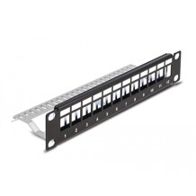 Panel krosowy Keystone 10" 1U 12-portowy z listwą przeciwnaprężeniową czarny Delock 66874