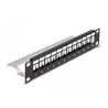 Panel krosowy Keystone 10" 1U 12-portowy z listwą przeciwnaprężeniową czarny Delock 66874