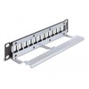 Panel krosowy Keystone 10&quot; 1U 12-portowy z listwą przeciwnaprężeniową czarny Delock 66874