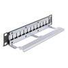 Panel krosowy Keystone 10&quot; 1U 12-portowy z listwą przeciwnaprężeniową czarny Delock 66874