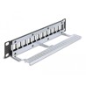 Panel krosowy Keystone 10" 1U 12-portowy z listwą przeciwnaprężeniową czarny Delock 66874