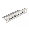 Panel krosowy Keystone 10&quot; 1U 12-portowy z listwą przeciwnaprężeniową szary Delock 66875