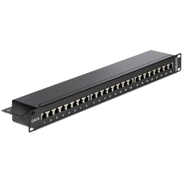 Panel krosowy 19" 1U 24-portowy Cat.6 czarny Delock 43298