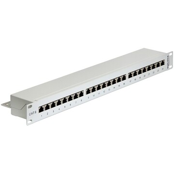 Panel krosowy 19" 1U 24-portowy Cat.6 szary Delock 43300
