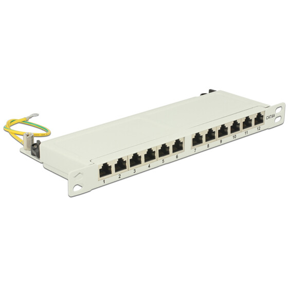 Panel krosowy 10" 0,5U 12-portowy Cat.6A szary Delock 43311