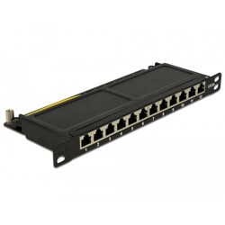 Panel krosowy 10" 0,5U 12-portowy Cat.6A czarny Delock 43312