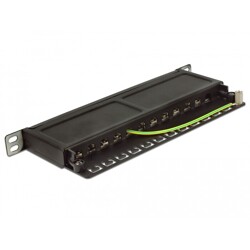 Panel krosowy 10" 0,5U 12-portowy Cat.6A czarny Delock 43312