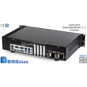 Komputer przemysłowy 2U Fanless Delta-Silent-2U-i5-2xSSD480-DualPSU z zasilaczem redundantnym 230V i RAID1
