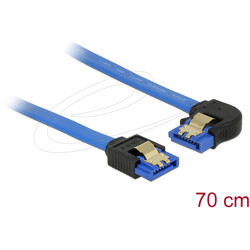 Kabel SATA 6 Gb/s prosty 70cm niebieski prosty-lewy pozłacane zatrzaski HTPC Delock 84986