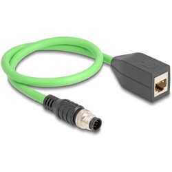 Przewód adapter M12 A-coded 8-pin męski - RJ45 Cat.5e żeński PUR 50cm Delock 60570