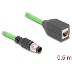 Przewód adapter M12 A-coded 8-pin męski - RJ45 Cat.5e żeński PUR 50cm Delock 60570