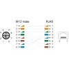 Przewód adapter M12 X-coded 8-pin męski - RJ45 Cat.5e żeński PUR 50cm Delock 60572