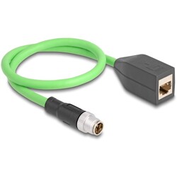 Przewód adapter M12 X-coded 8-pin męski - RJ45 Cat.5e żeński PUR 50cm Delock 60572
