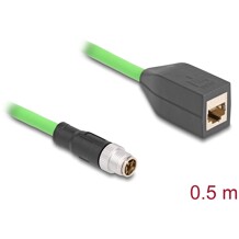 Przewód adapter M12 X-coded 8-pin męski - RJ45 Cat.5e żeński PUR 50cm Delock 60572