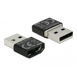 Adapter HDMI-A żeński USB typ A męski czarny Delock 65680
