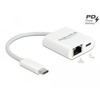 Adapter USB-C do Gigabit LAN 1000 Mbps z portem Power Delivery biały Delock 65402