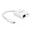 Adapter USB-C do Gigabit LAN 1000 Mbps z portem Power Delivery biały Delock 65402