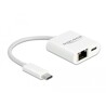 Adapter USB-C do Gigabit LAN 1000 Mbps z portem Power Delivery biały Delock 65402