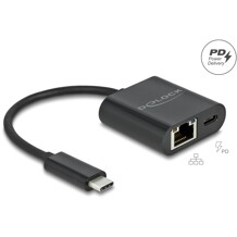 Adapter USB-C do Gigabit LAN 1000 Mbps z portem Power Delivery czarny Delock 66644