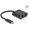 Adapter USB-C do Gigabit LAN 1000 Mbps z portem Power Delivery czarny Delock 66644