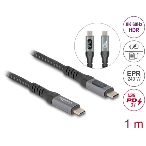 Kabel koncentryczny USB 40Gbps do szybkiego ładowania 240W Delock 86067