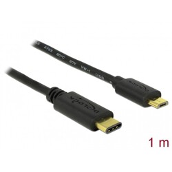 Przewód USB-C 2.0 męski - USB 2.0 micro-B męski 1,0m czarny Delock 83602