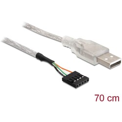 Kabel USB 2.0 gniazdo 2,54mm raster 4-pin. - 1x USB-A wtyk 70cm Delock 83078