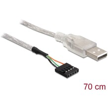 Kabel USB 2.0 gniazdo 2,54mm raster 4-pin. - 1x USB-A wtyk 70cm Delock 83078
