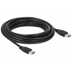 Kabel USB-A 5Gbps męsko-męski 5m czarny Delock 85064 Kabel USB-A 5Gbps męsko-męski 5m czarny Delock 85064
