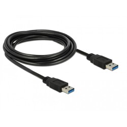 Kabel USB-A 5Gbps męsko-męski 3m czarny Delock 85063 Kabel USB-A 5Gbps męsko-męski 3m czarny Delock 85063