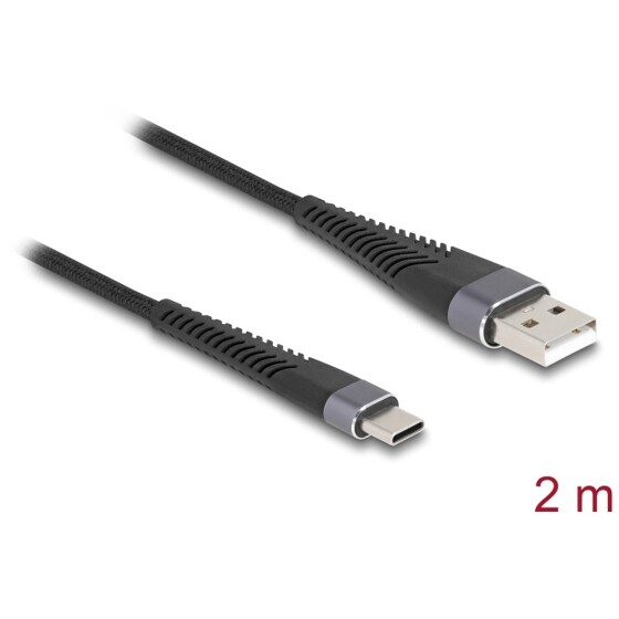 Kabel USB 2.0 USB-A - USB-C męsko-męski z ochroną przed zginaniem 2m Delock 81122