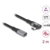 Przedłużacz USB 20Gbps kątowy w lewo - w prawo Power Range 240W 2m Delock 81148