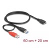 Wzmacniacz USB 3.0 typ Y - USB-A M + USB-A M Power do USB 3.0 micro-B M 60+20cm Delock 82909