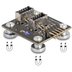 Adapter USB 2.0 z listwą pinową, męska na 2x wewnętrzny USB typ E, z kluczem A, żeńskim kątowym magnetycznym z kablem USB ze złą