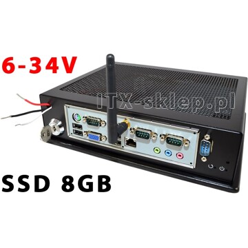 Komputer przemysłowy Atom D510 2GB 1xRS-485 3xRS-232 2xLAN SSD 8GB 6-34V C02-J550-SD8-P-W