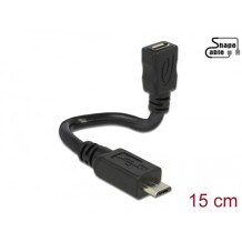 Kabel USB 2.0 micro B wtyk - USB 2.0 micro B gniazdo OTG giętki 15cm Delock 83923
