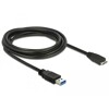 Kabel USB 5Gbps typ A - micro-B męsko-męski męski 3m czarny Delock 85075