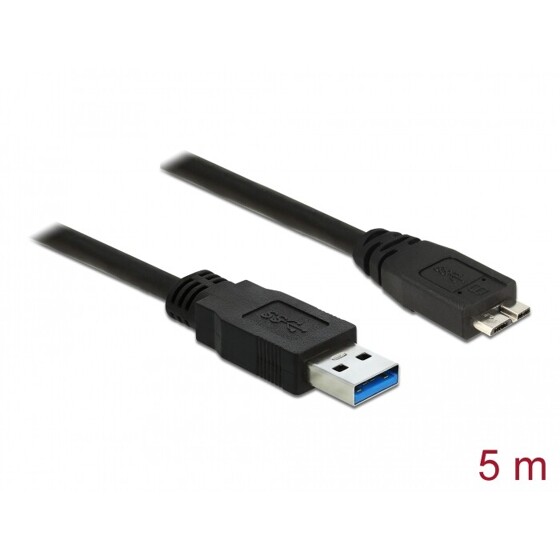 Kabel USB 5Gbps typ A - micro-B męsko-męski męski 5m czarny Delock 85076