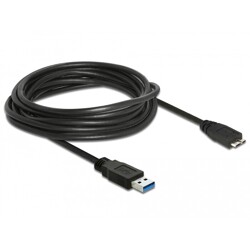 Kabel USB 5Gbps typ A - micro-B męsko-męski męski 5m czarny Delock 85076 Kabel USB 5Gbps typ A - micro-B męsko-męski męski 5m czarny Delock 85076