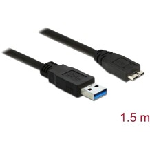 Kabel USB 5Gbps typ A - micro-B męsko-męski męski 1,5m czarny Delock 85073