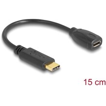 Przewód z adapterem USB-C 2.0 męski - USB 2.0 micro-B żeński 15cm Delock 65578