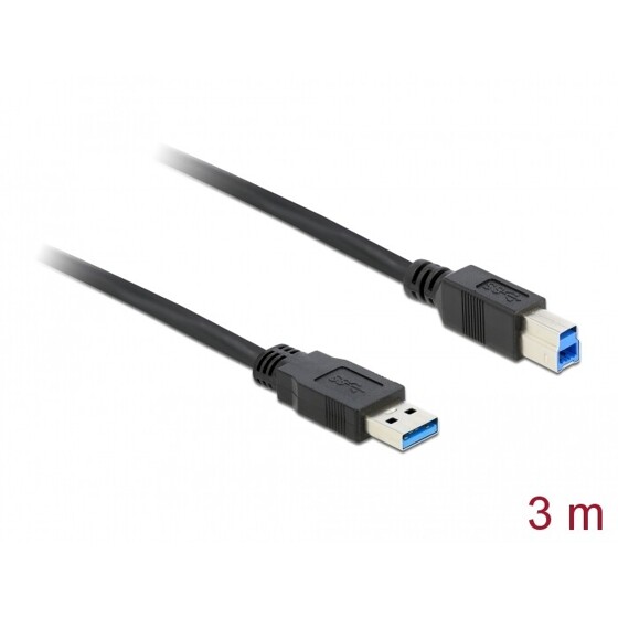 Kabel USB 5Gbps typ A - typ B męsko-męski 3m czarny Delock 85069