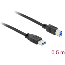 Kabel USB 5Gbps typ A - typ B męsko-męski 50cm czarny Delock 85065 Kabel USB 5Gbps typ A - typ B męsko-męski 50cm czarny Delock 85065