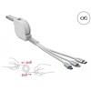 Zwijany kabel ładowania USB typ A 3w1 do Lightning / micro USB / USB-C biały Delock 85850