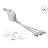 Zwijany kabel ładowania USB typ A 3w1 do Lightning / micro USB / USB-C biały Delock 85850