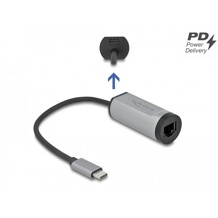 Adapter USB-C do Gigabit LAN z portem Power Delivery szary Delock 64116