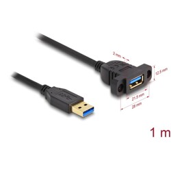 Kabel SuperSpeed USB 5Gbps USB typ A męsko-żeński 1m na panel Delock 87855